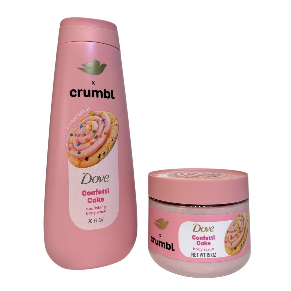 Dove x Crumbl Confetti Cake Limited Edition Body Wash 20oz & Body Scrub 15oz Set